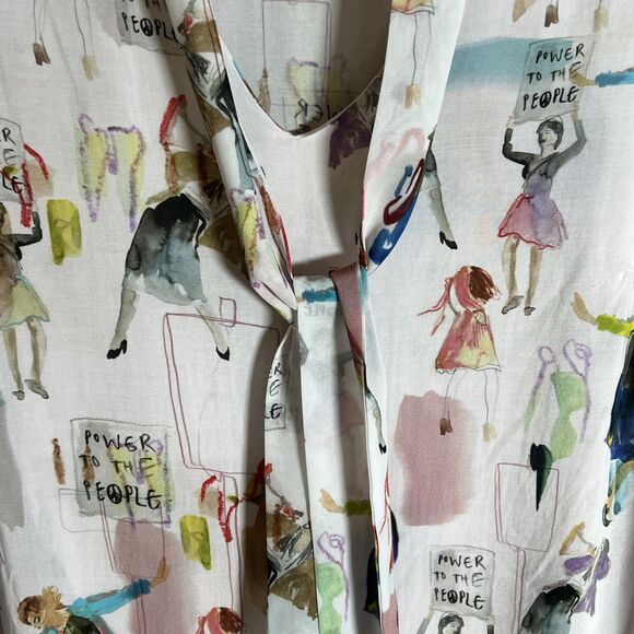 Riani Woman's Pink Power To The People Size 10 Artwear Long Sleeve Button Down - Picture 5 of 16